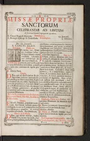Missae propriae sanctorum celebrandae ad libitum.