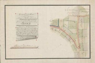 Geometrischer Plan eines Theils derer Bann-Graentzen entzwischen dem Hochfürstl. Marggräftl. Baadischen Flecken Koenigschaffhausen als einer sodann dem Baron von Girardischen Flecken Saspach als anderer Seits ...