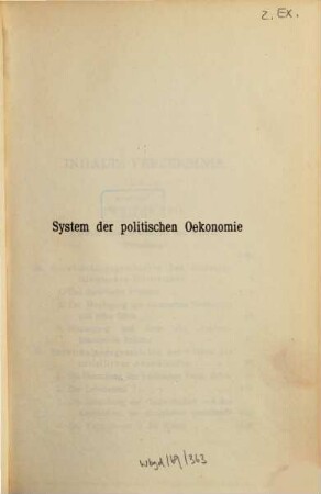 System der politischen Ökonomie, 2