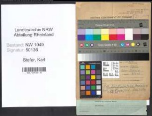 Entnazifizierung Karl Stefer , geb. 02.01.1907 (Molkereifachmann)