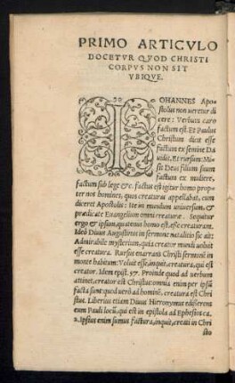 Primo Articulo Docetur Quod Christi Corpus Non Sit Ubique.