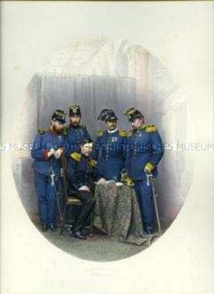 Uniformdarstellung, Porträtfoto, Kommandatur der Infanterie, Sachsen, 1865.
