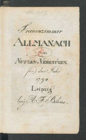 1794: Leipziger Taschenbuch für Frauenzimmer zum Nutzen und Vergnügen