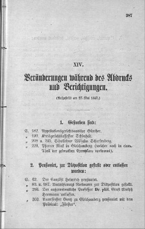 Veränderungen während des Abdrucks und Berichtigungen
