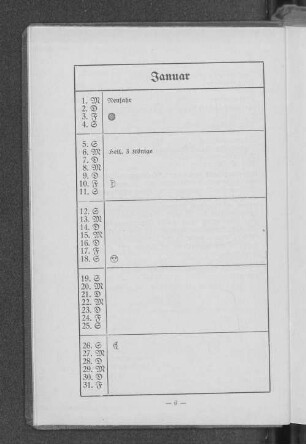 Kalender Januar-Dezember