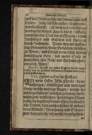 VII. Gebet wider die Hoffart.