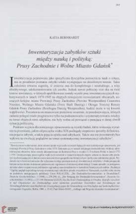 72: Inwentaryzacja zabytków sztuki między nauką i polityką: Prusy Zachodnie i Wolne Miasto Gdańsk