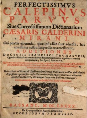 Perfectissimus Calepinus parvus