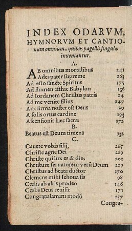 Index Odarum, Hymnorum Et Cantionum omnium ...
