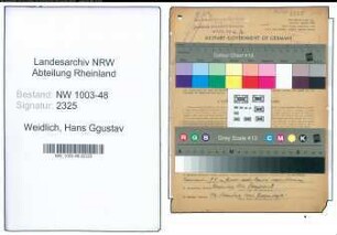 Entnazifizierung Hans Ggustav Weidlich , geb. 17.02.1898 (Vers.Inspektor)