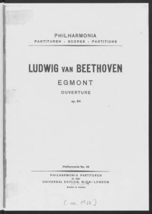 Egmont : Ouverture : op. 84
