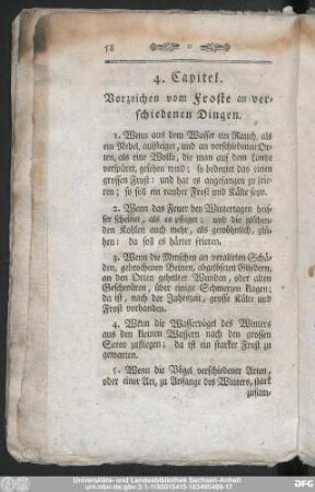 4. Capitel. Vorzeichen vom Froste an verschiedenen Dingen.
