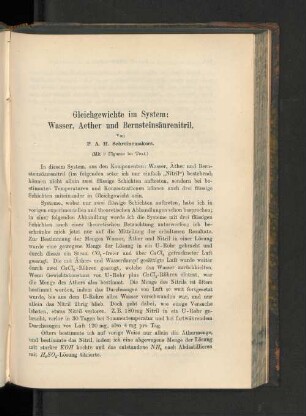 Gleichgewichte im System: Wasser, Aether und Bernsteinsäurenitril.