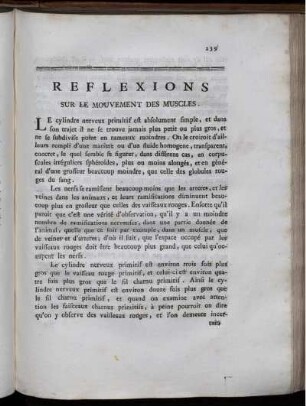 Reflexions Sur Le Mouvement des Muscles.