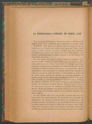 La personalidad literaria de Miguel Cané