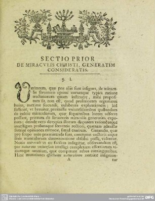 Sectio Prior De Miraculis Christi, Generatim Consideratis