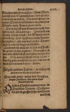 Folgen andere Lieder/ in jetzigen geschwinden Leufften zu singen.
