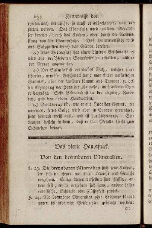 Das vierte Hauptstück. Von den brennbaren Mineralien
