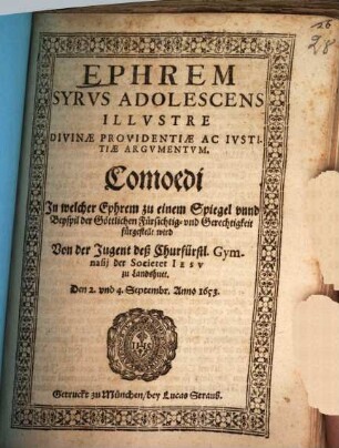 Ephraem Syrus adolescens illustre divinae providentiae argumentum
