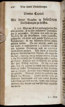 Viertes Capitel. Wie denen Kranken in besonderen Versuchungen zu helffen.
