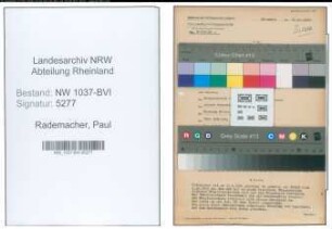 Entnazifizierung Paul Rademacher , geb. 25.01.1917 (Angestellter)