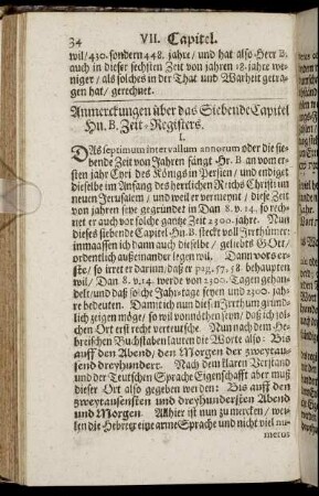 Anmerckungen über das Siebende Capitel.