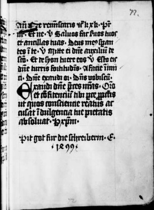 mit Nennung der Schreiberin und Datierung: „Pit got fur die schreiberin E. 1499“