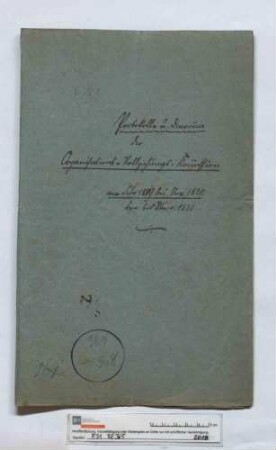 Protokollkonzepte der älteren Organisationsvollziehungskommission für die Sitzungen vom 17.02.1819 bis 28.05.1821