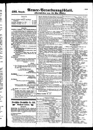 492.Ausgabe. Dienstag, 18. Mai 1915