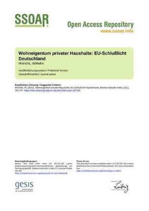 Wohneigentum privater Haushalte: EU-Schlußlicht Deutschland