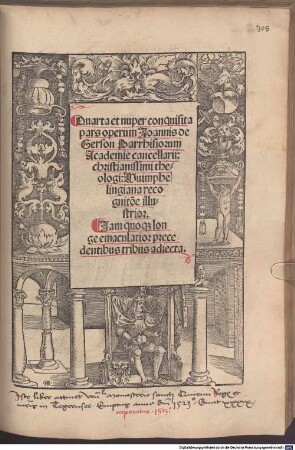 ... pars operum Joannis Gerson Cancellarii vniversitatis Parrhisiensis theologi christianissimi. Adiectis epistolis miraculorum ... Et epithoma vitae eius ..., 4
