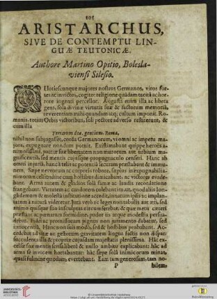 Aristarchus sive de contemptu linguae teutonicae