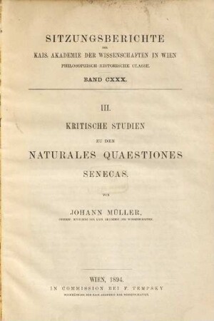 Kritische Studien zu den Naturales quaestiones Senecas