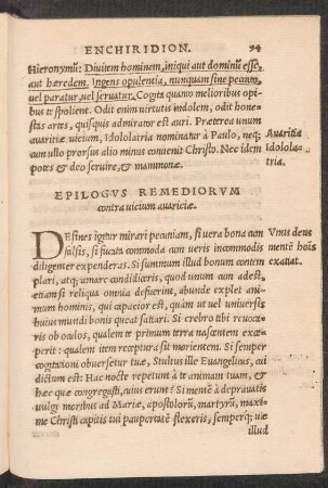 Epilogus Remediorum contra vicium avariciae.