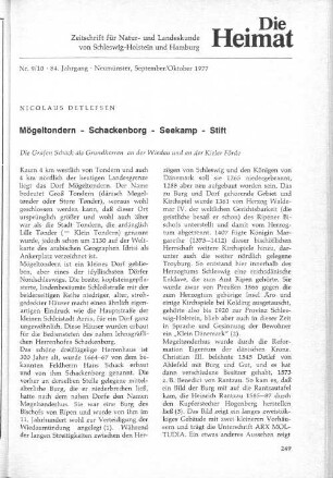 Mögeltondern - Schackenborg - Seekamp - Stift
