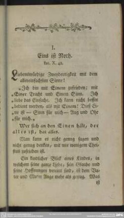 I. Eins ist Noth. Luc. X. 42