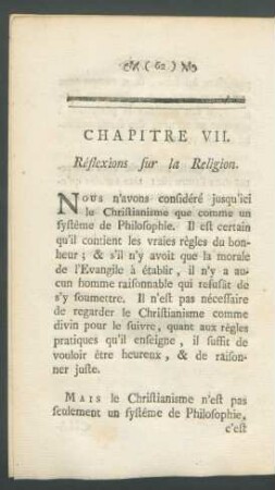 Chapitre VII. Réflexions sur la Religion