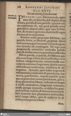 Cap. XXVI. De curatione synocharum