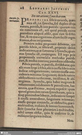 Cap. XXVI. De curatione synocharum