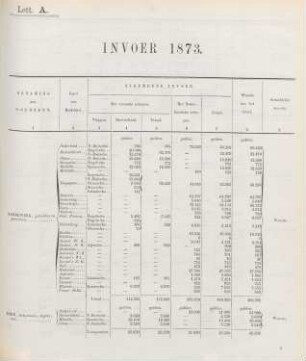 Lett. A. [Staat van den Partikulieren] Invoer 1873