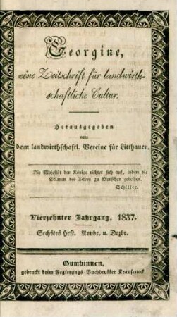 Vierzehnter Jahrgang, 1837. Sechstes Heft. Novbr. u. Dezbr.