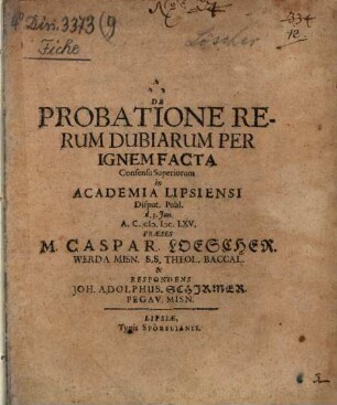 De Probatione Rerum Dubiarum Per Ignem Facta
