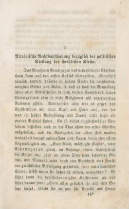 237-263 Altrömische Rechtsanschauung bezüglich der politischen Stellung der christlichen Kirche