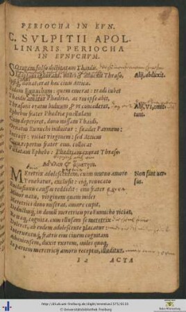 Gaii Sulpitii Apollinaris Periocha In Terentii Eunuchum