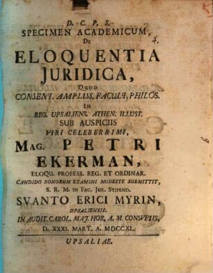 Specimen acad. de eloquentia iuridica