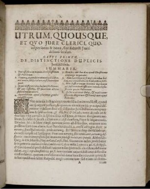 Caput Primum. De Distinctione Duplicis Iurisdictionis