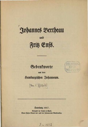 Johannes Bertheau und Fritz Enß