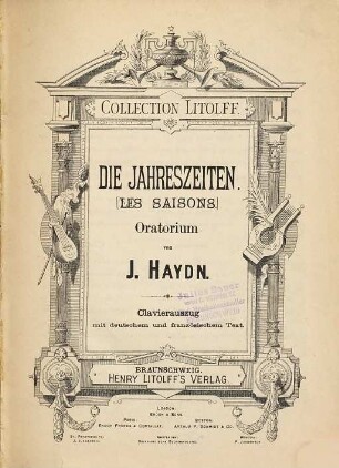 Die Jahreszeiten : Oratorium = (Les saisons)