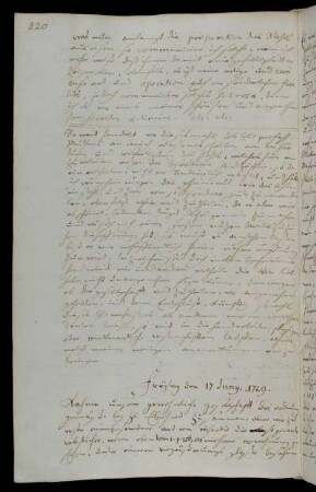Freytag den 17 Juny. 1729.