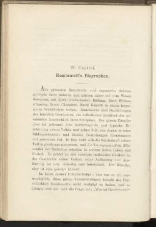 IV. Capitel. Rembrandt's Biographen.